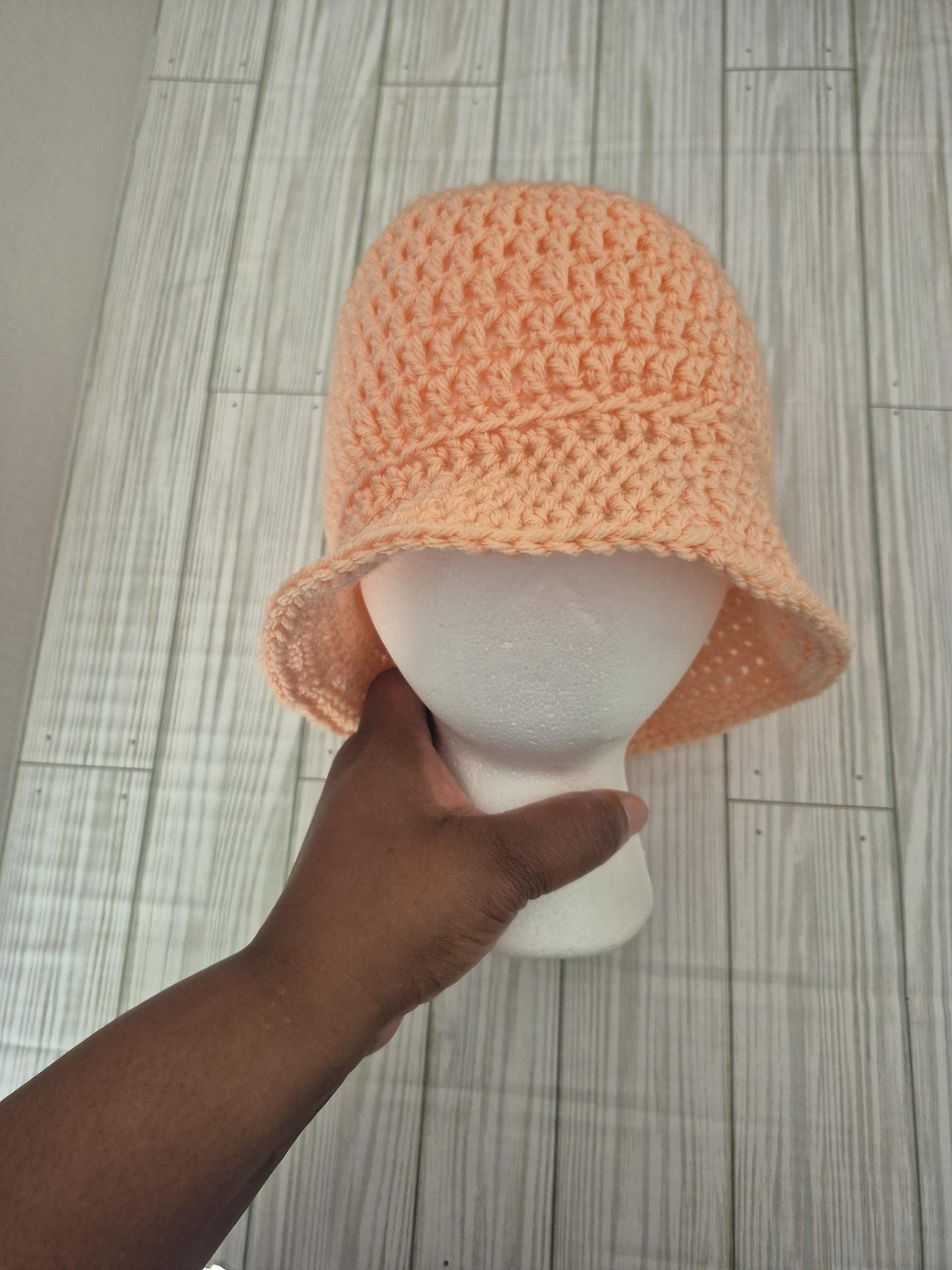 Crochet Bucket Hat: Peach Sun Hat