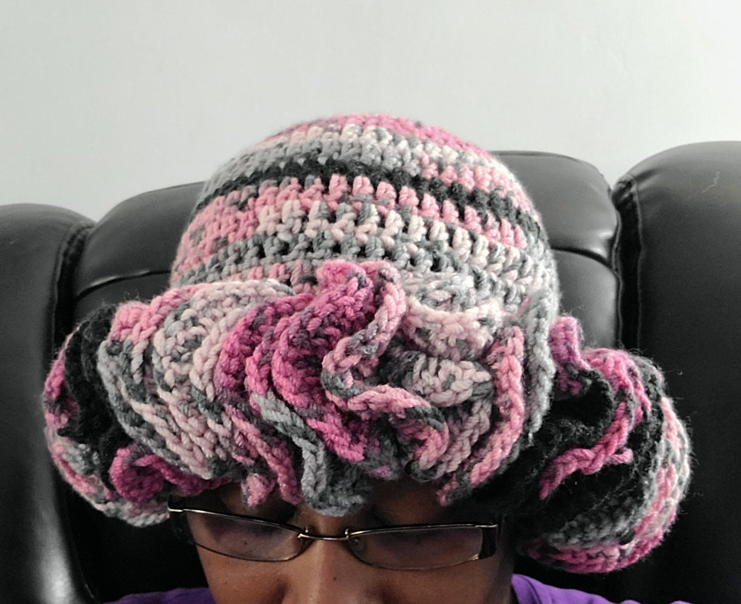 Ruffle crochet beanie (DEEP Wave) ruffled bennie (Zora)