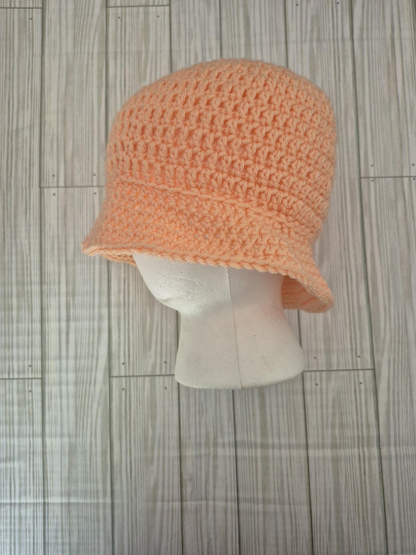 Crochet Bucket Hat: Peach Sun Hat