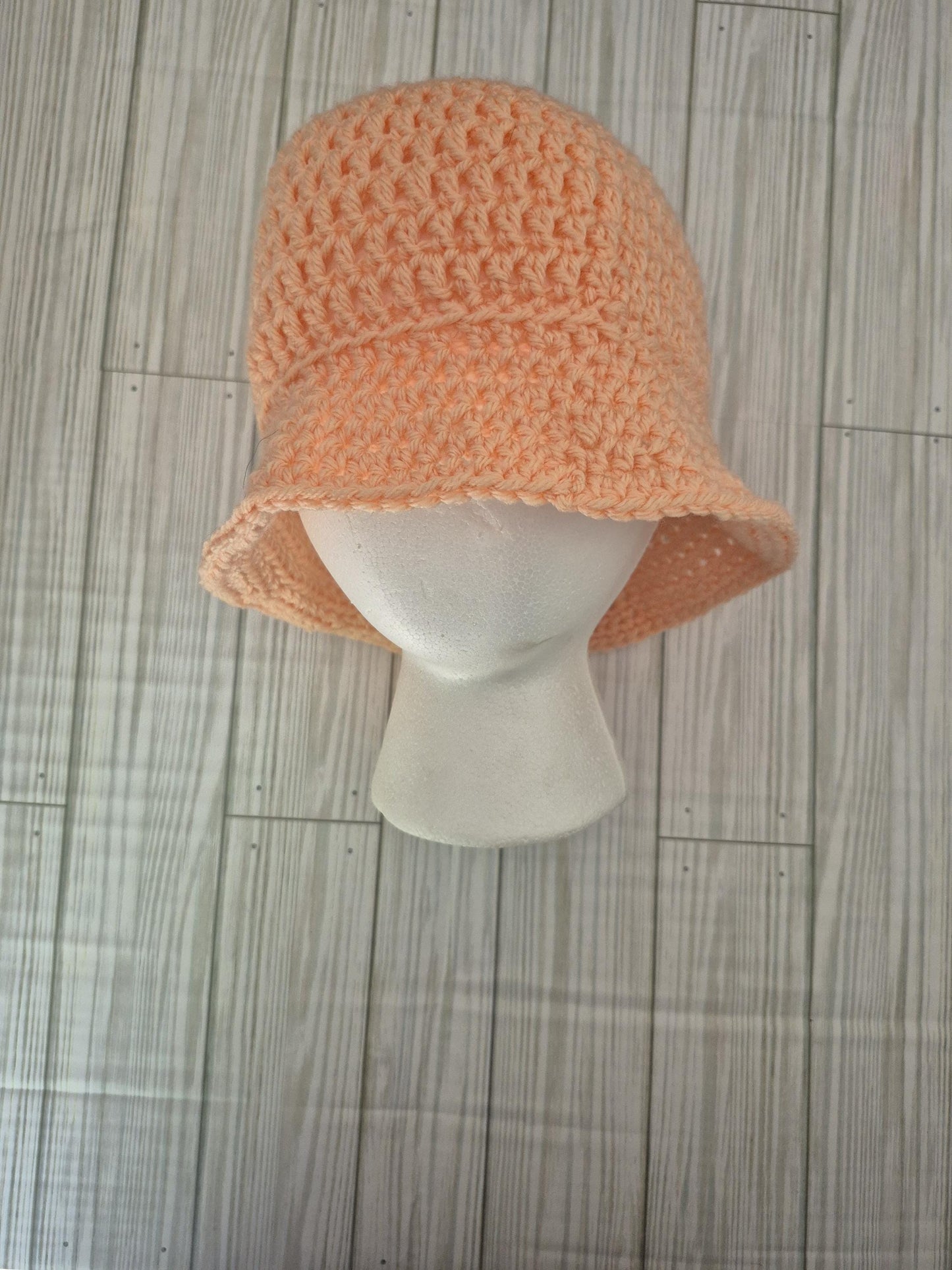 Crochet Bucket Hat: Peach Sun Hat